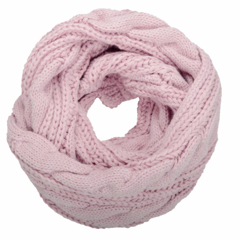 NEOSAN Womens Thick Ribbed Knit Winter Infinity Circle Loop Scarf Twist Light Pink - Image 1